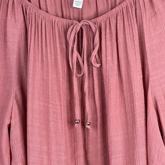 Womens Boho Top 22W 24W Pullover Peasant Flare 3/4 Sleeve Crochet Flowy Tunic - Picture 4 of 12